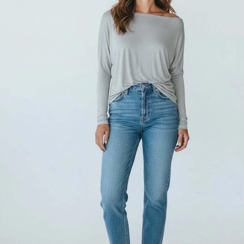 Free People We the free Womens‎ light gray long sleeve top Medium